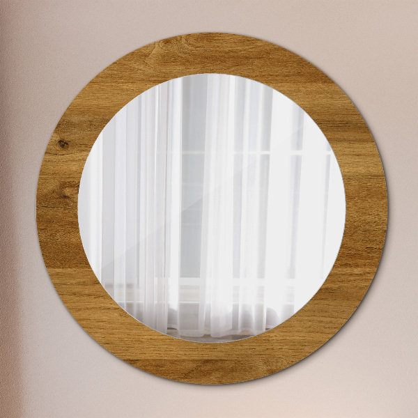 Round wall mirror decor Rustic oak