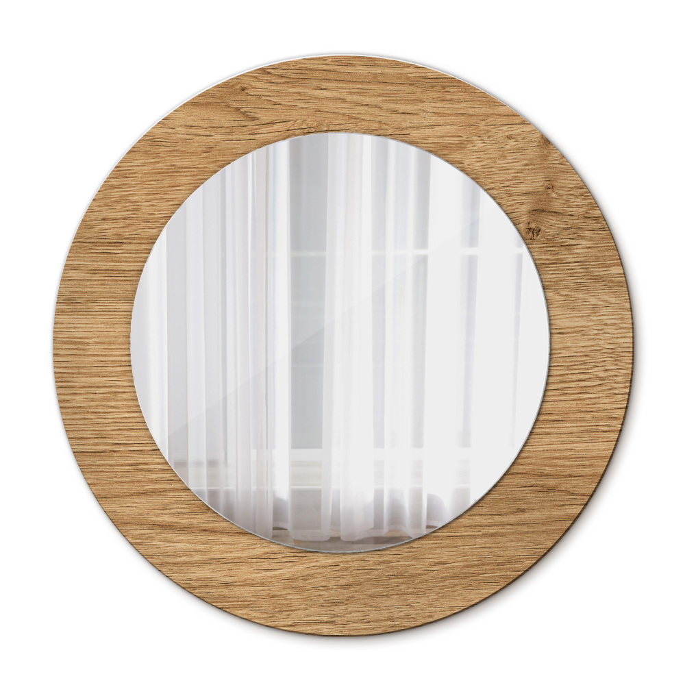 Round printed mirror Wood texture