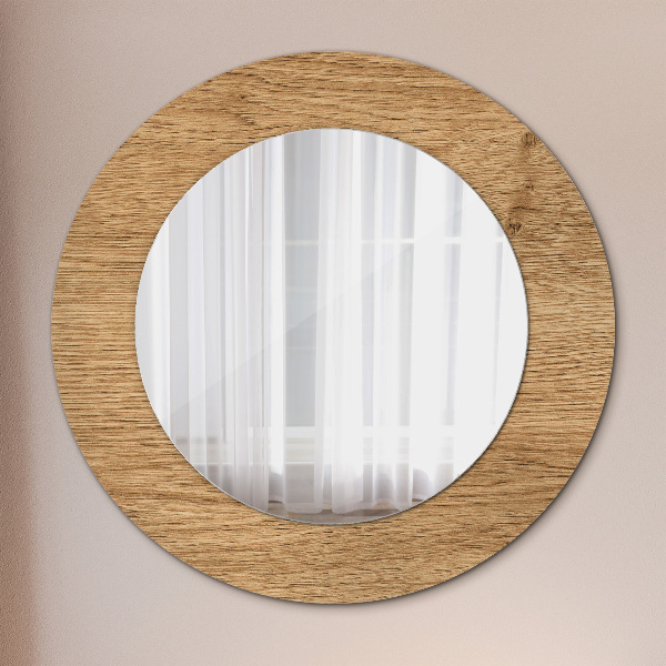 Round printed mirror Wood texture