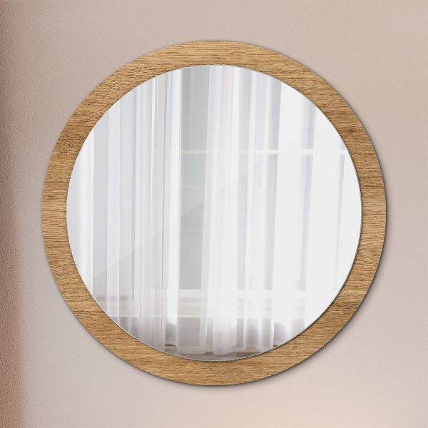 Round printed mirror Wood texture