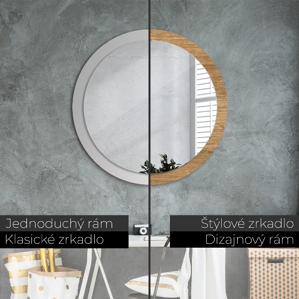 Round printed mirror Wood texture