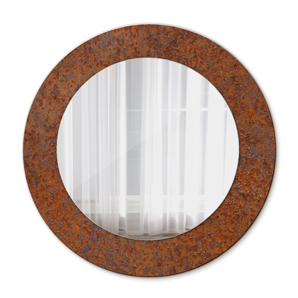 Round printed mirror Rusty metal