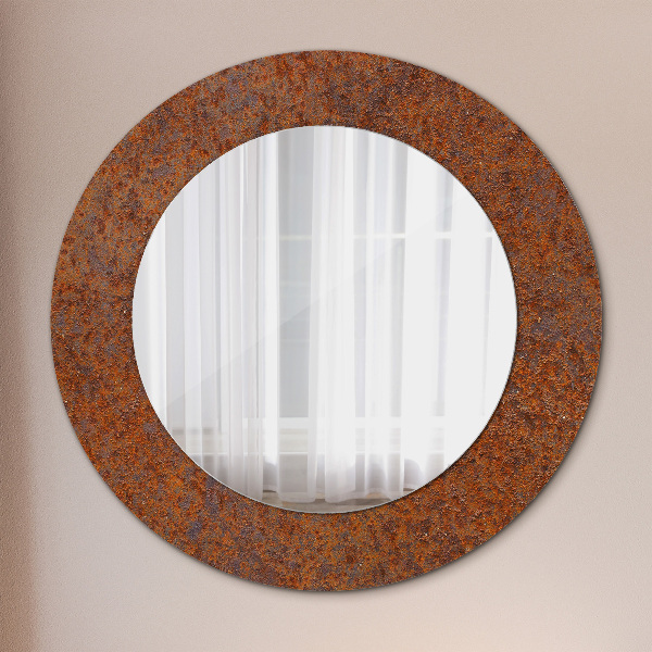 Round printed mirror Rusty metal