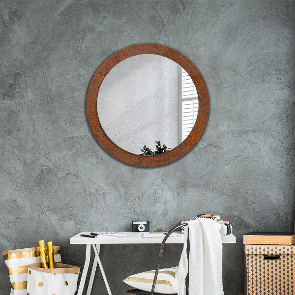 Round printed mirror Rusty metal