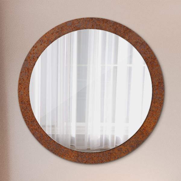 Round printed mirror Rusty metal