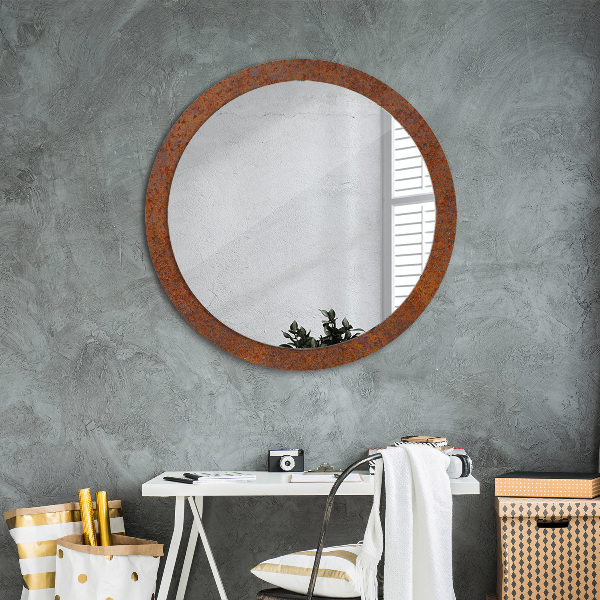 Round printed mirror Rusty metal