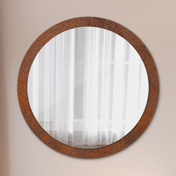 Round printed mirror Rusty metal