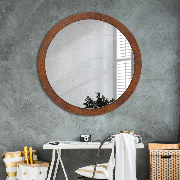 Round printed mirror Rusty metal
