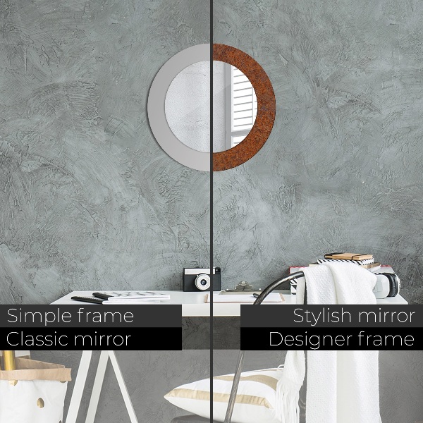 Round printed mirror Rusty metal