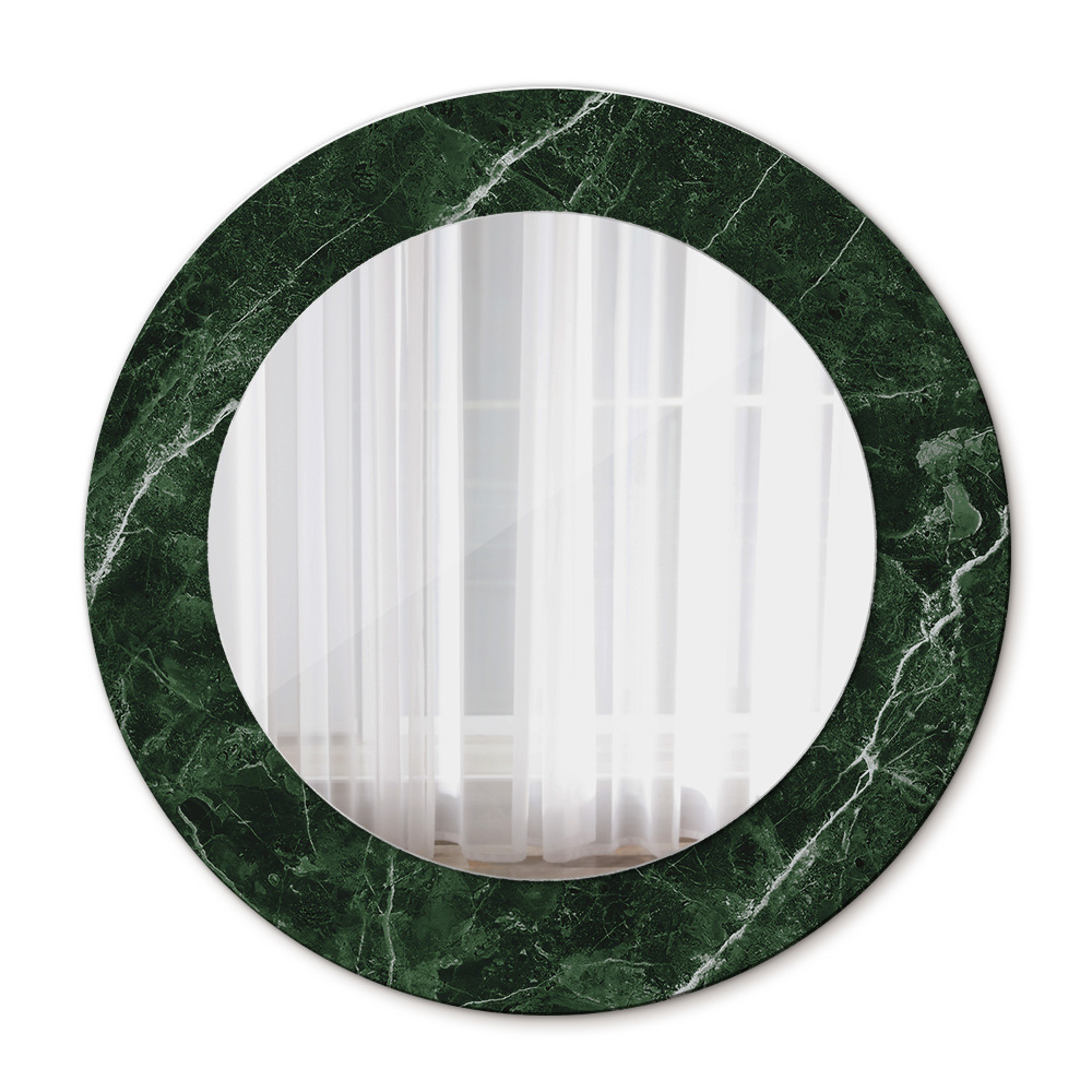 Round printed mirror Green marble