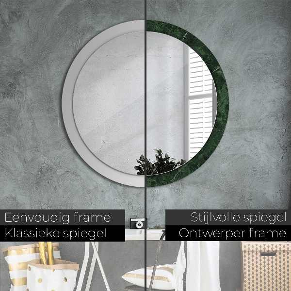 Round printed mirror Green marble