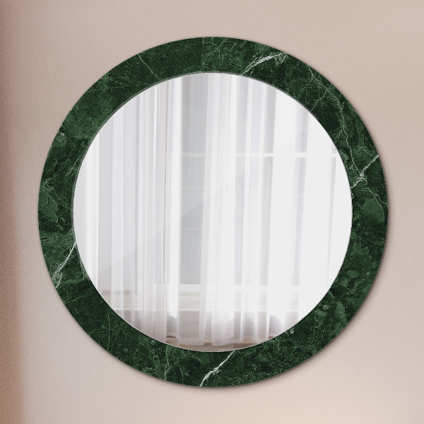 Round printed mirror Green marble