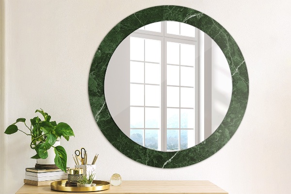 Round printed mirror Green marble