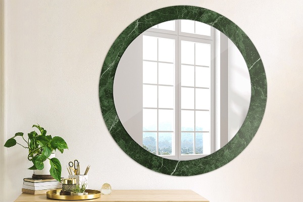 Round printed mirror Green marble