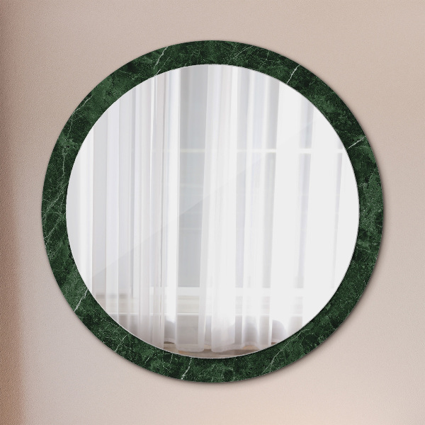 Round printed mirror Green marble