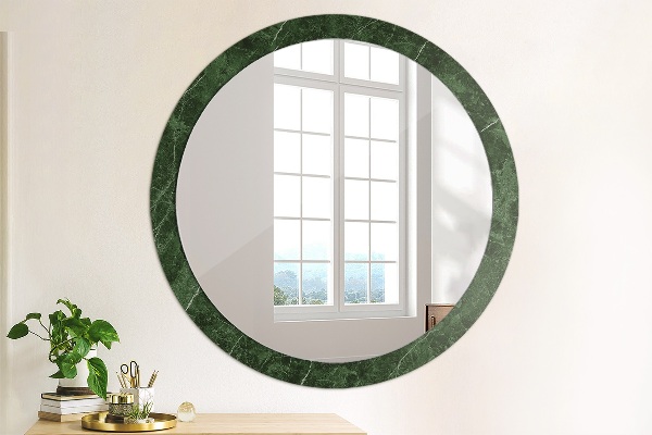 Round printed mirror Green marble