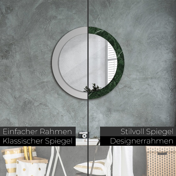 Round printed mirror Green marble