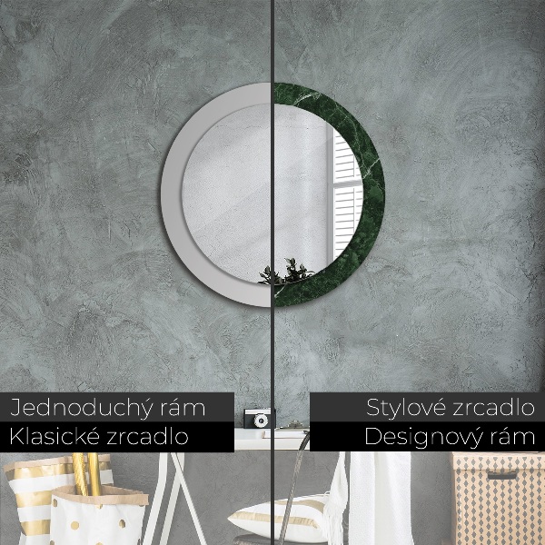 Round printed mirror Green marble