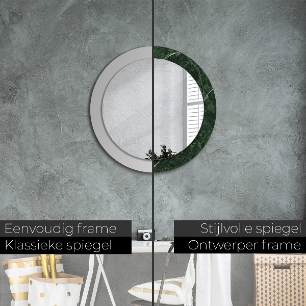 Round printed mirror Green marble