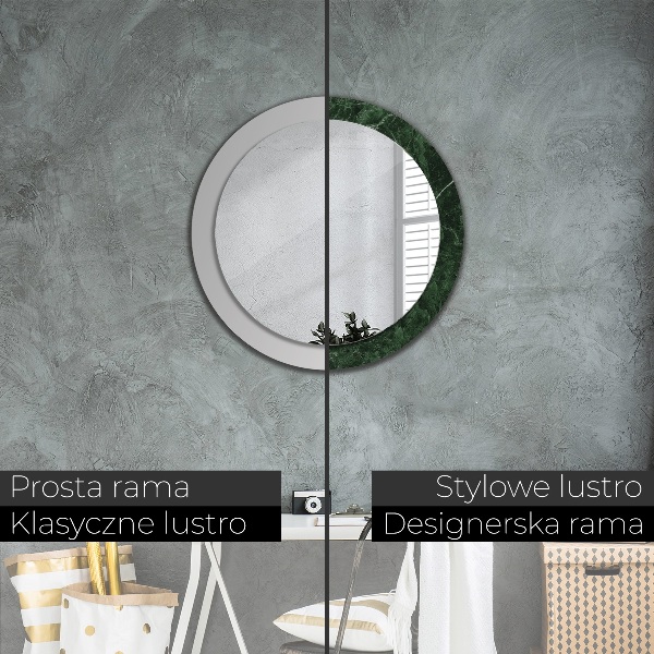 Round printed mirror Green marble