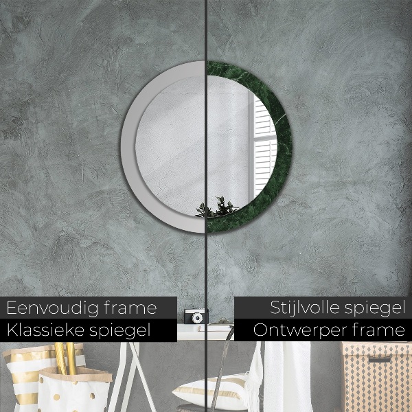 Round printed mirror Green marble
