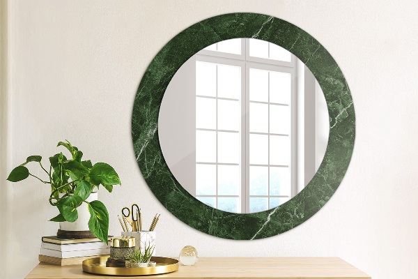 Round printed mirror Green marble