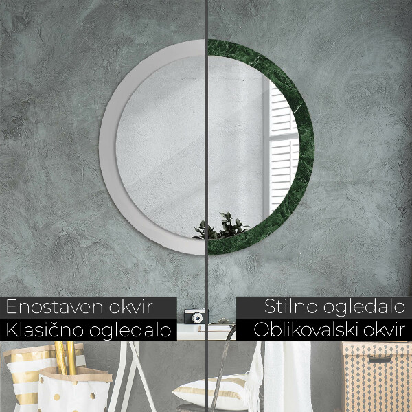 Round printed mirror Green marble
