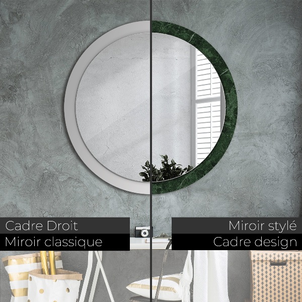 Round printed mirror Green marble