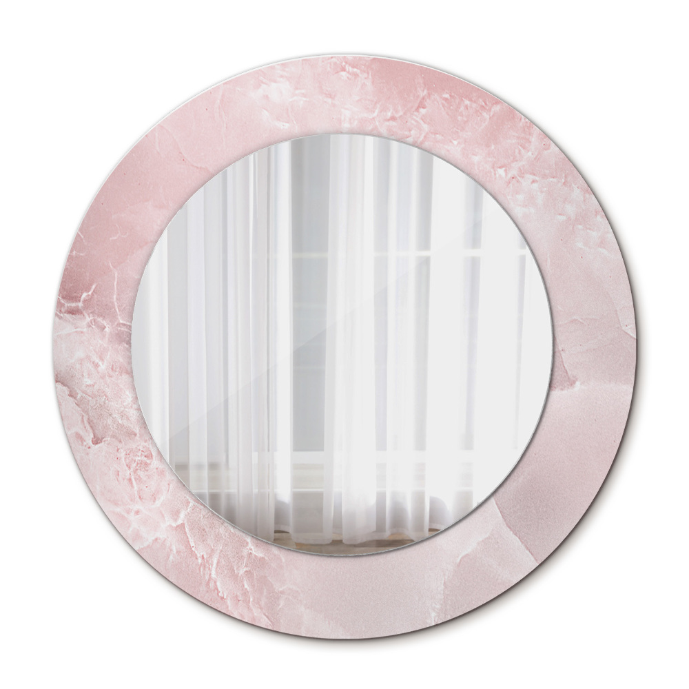 Round printed mirror Pink stone