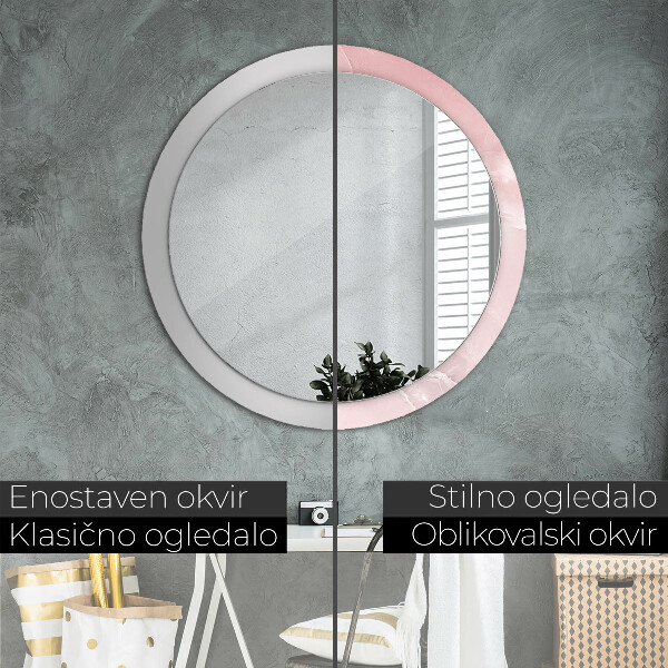 Round printed mirror Pink stone