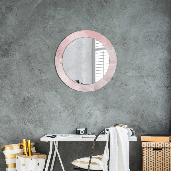 Round printed mirror Pink stone