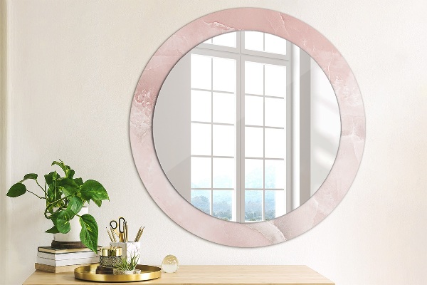 Round printed mirror Pink stone