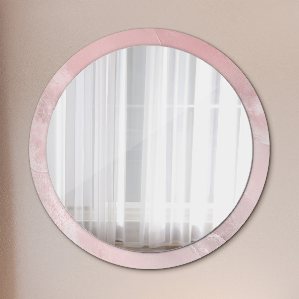 Round printed mirror Pink stone