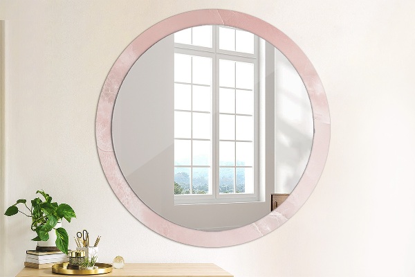 Round printed mirror Pink stone