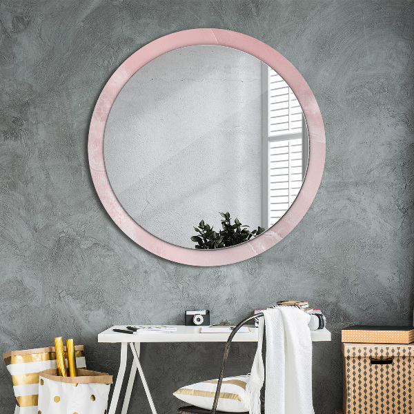 Round printed mirror Pink stone