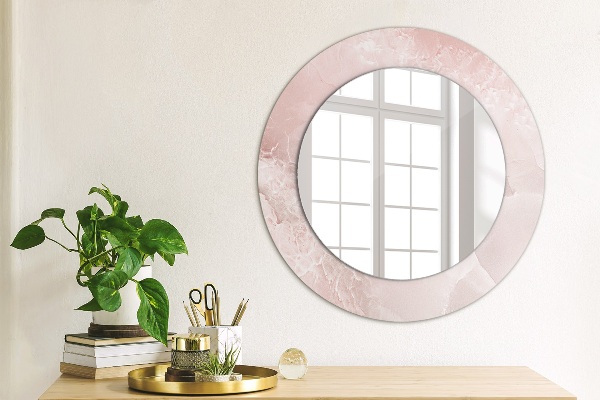 Round printed mirror Pink stone