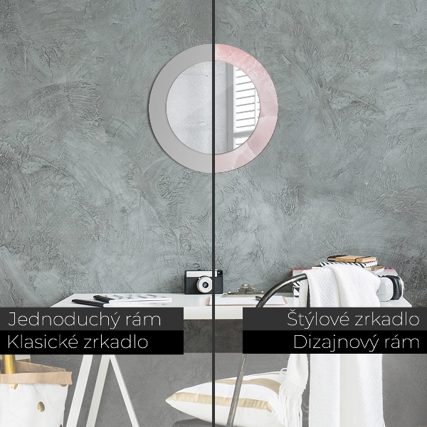 Round printed mirror Pink stone