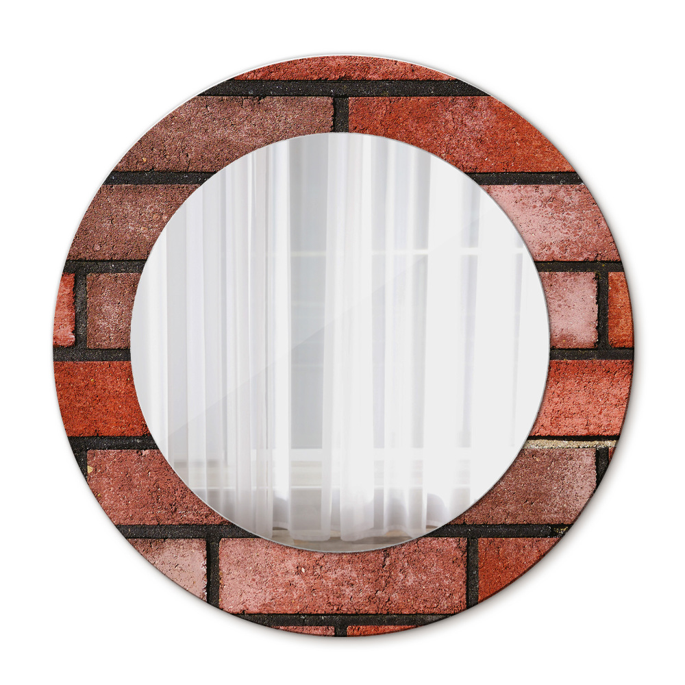 Round printed mirror Red brick