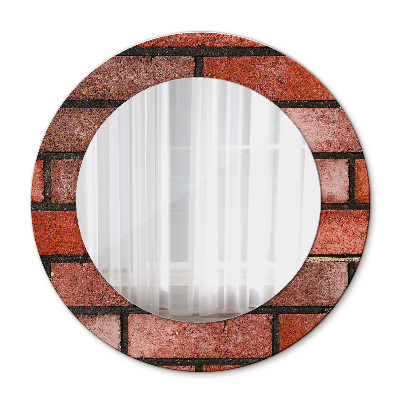 Round printed mirror Red brick