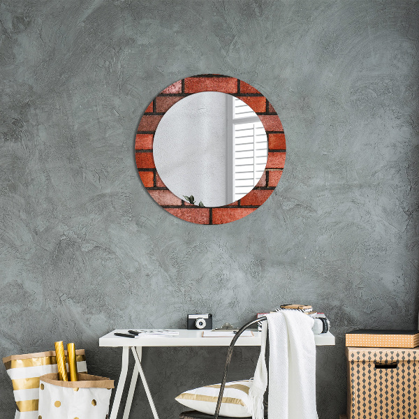 Round printed mirror Red brick
