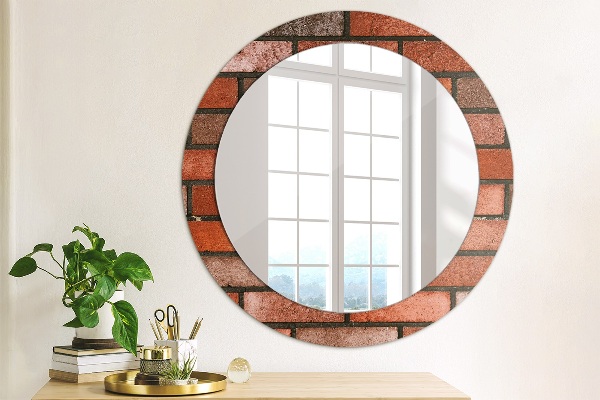 Round printed mirror Red brick