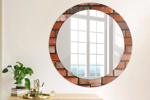 Round printed mirror Red brick