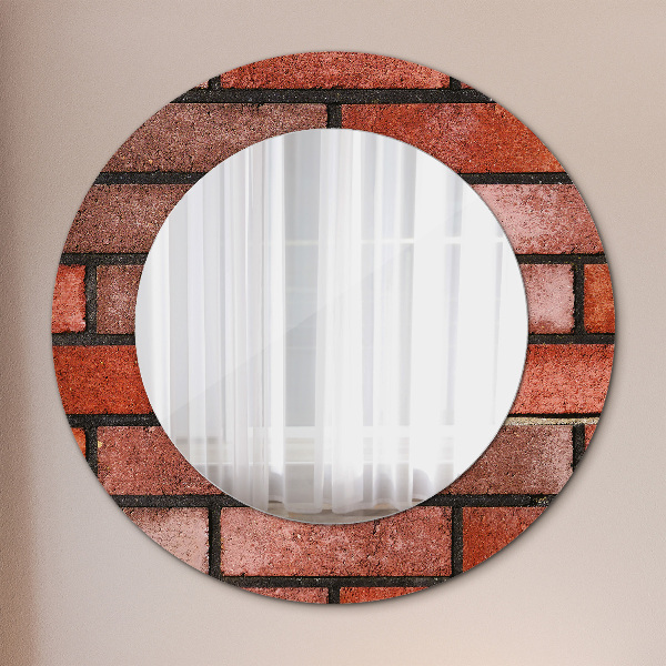 Round printed mirror Red brick