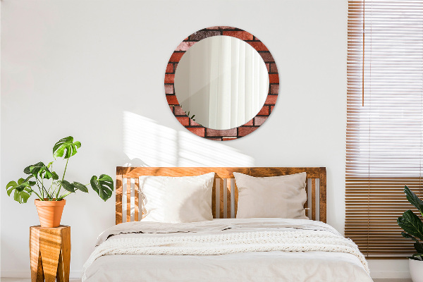Round printed mirror Red brick