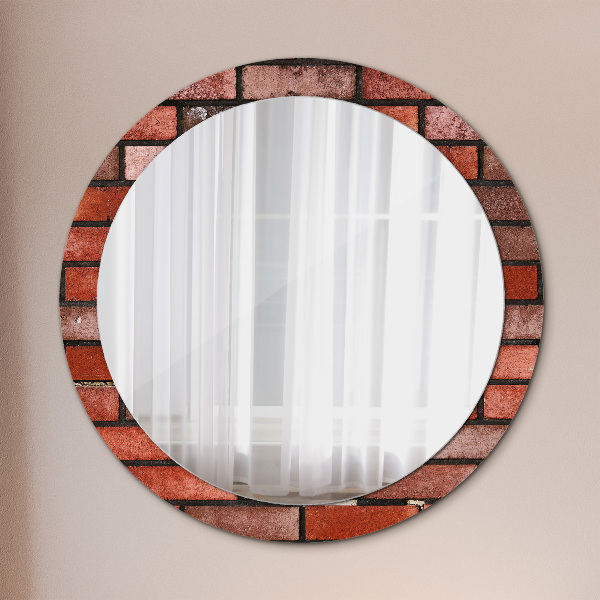 Round printed mirror Red brick