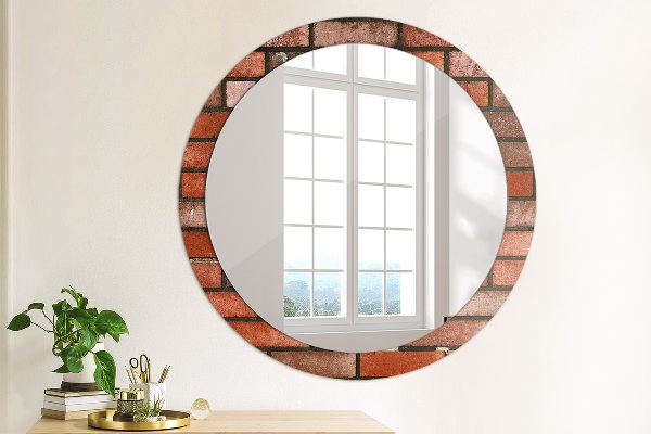Round printed mirror Red brick