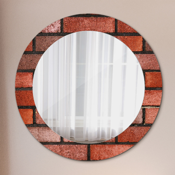 Round printed mirror Red brick