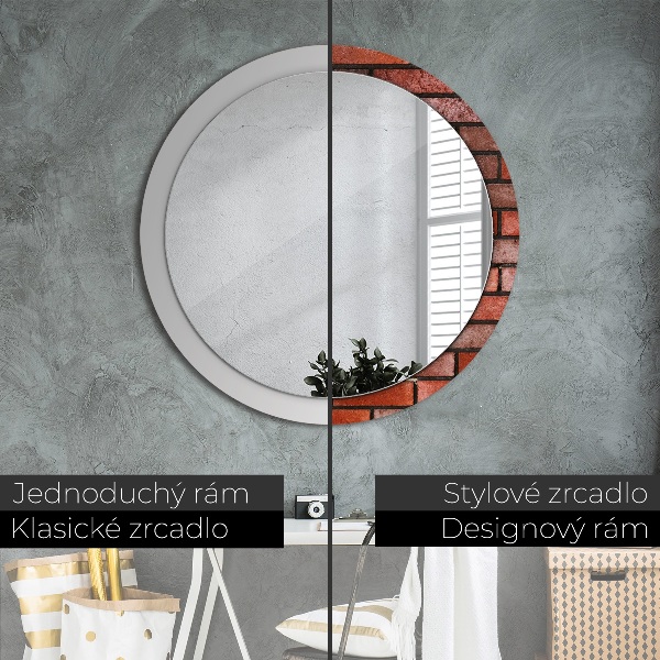 Round printed mirror Red brick