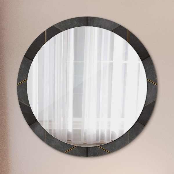 Round wall mirror decor Gray triangles