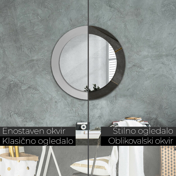 Round wall mirror decor Gray triangles